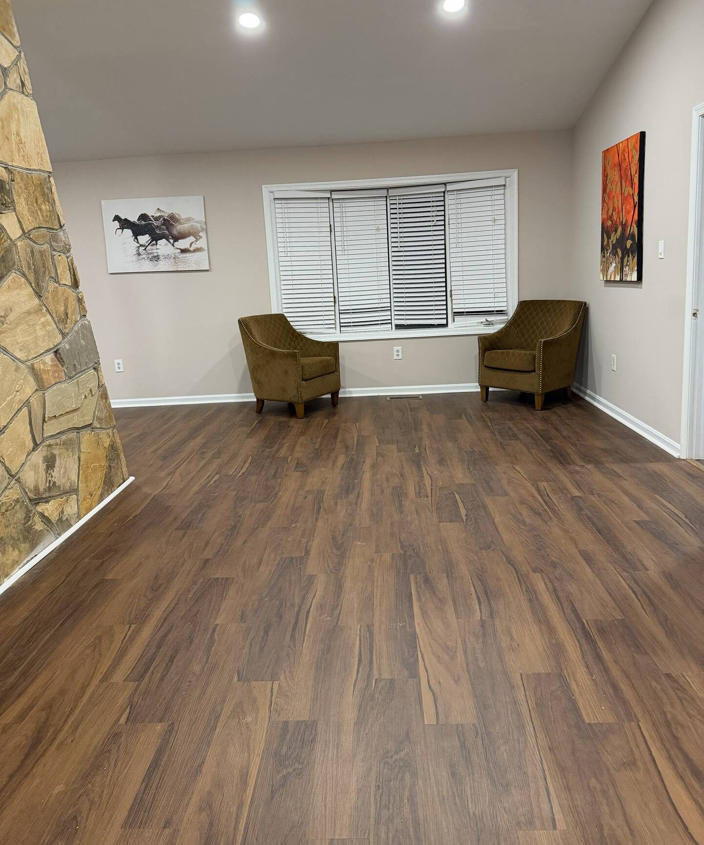 Living and fireplace wall